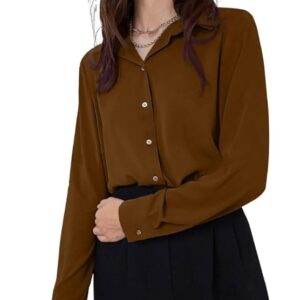 GRECIILOOKS Women's Rayon Oversized Fit Crop Top Korean Style Long Sleeve Oversized Button Down| Workwear Top for Office & Casual Wear (Available in Plus Size and Combo Pack of 2)