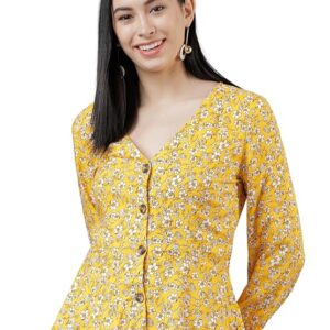 Tokyo Talkies Women's Long Sleeves V-Neck Printed Tops| Stylish Casual wear