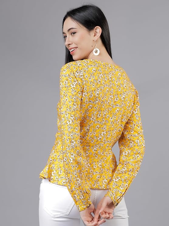 Tokyo Talkies Women's Long Sleeves V-Neck Printed Tops| Stylish Casual wear - Image 2